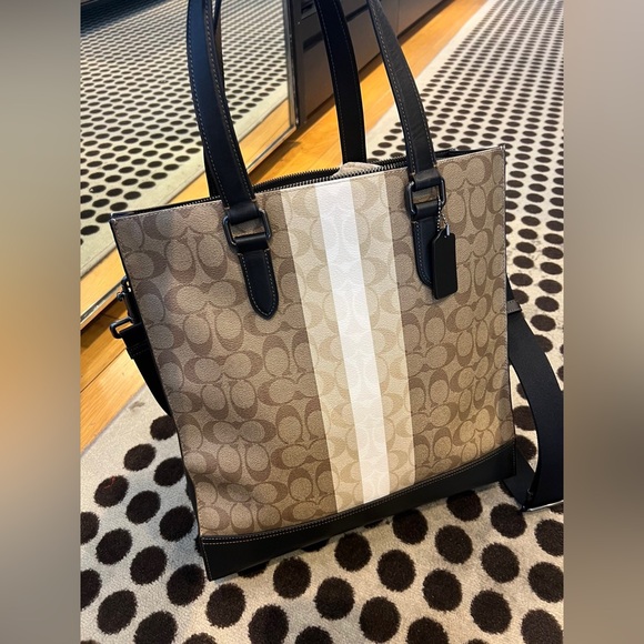 NWT！COACH GRAHAM STRUCTURED TOTE IN BLOCKED SIGNATURE CANVAS （COACH CQ037） - Picture 2 of 9